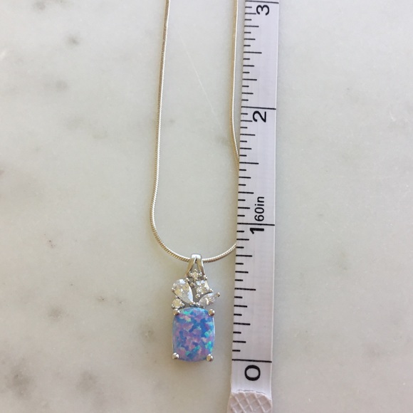 Sterling Blue Lavender Lab Opal Necklace - Picture 14 of 16